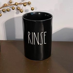 Rae Dunn RINSE cup black with white LL ceramic new